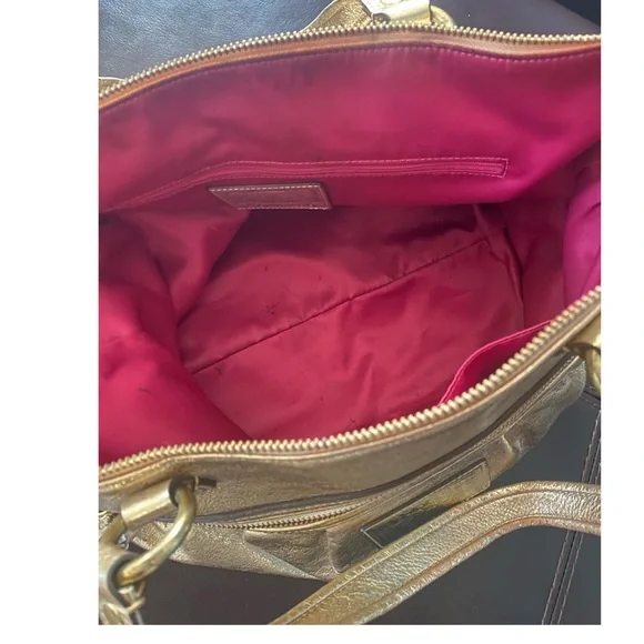Coach Poppy Metallic Gold Leather Large Tote - Picture 3 of 5